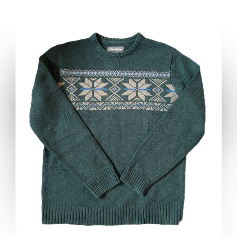 Eddie Bauer Green Wool Blend Long Sleeve Sweater Size Large
